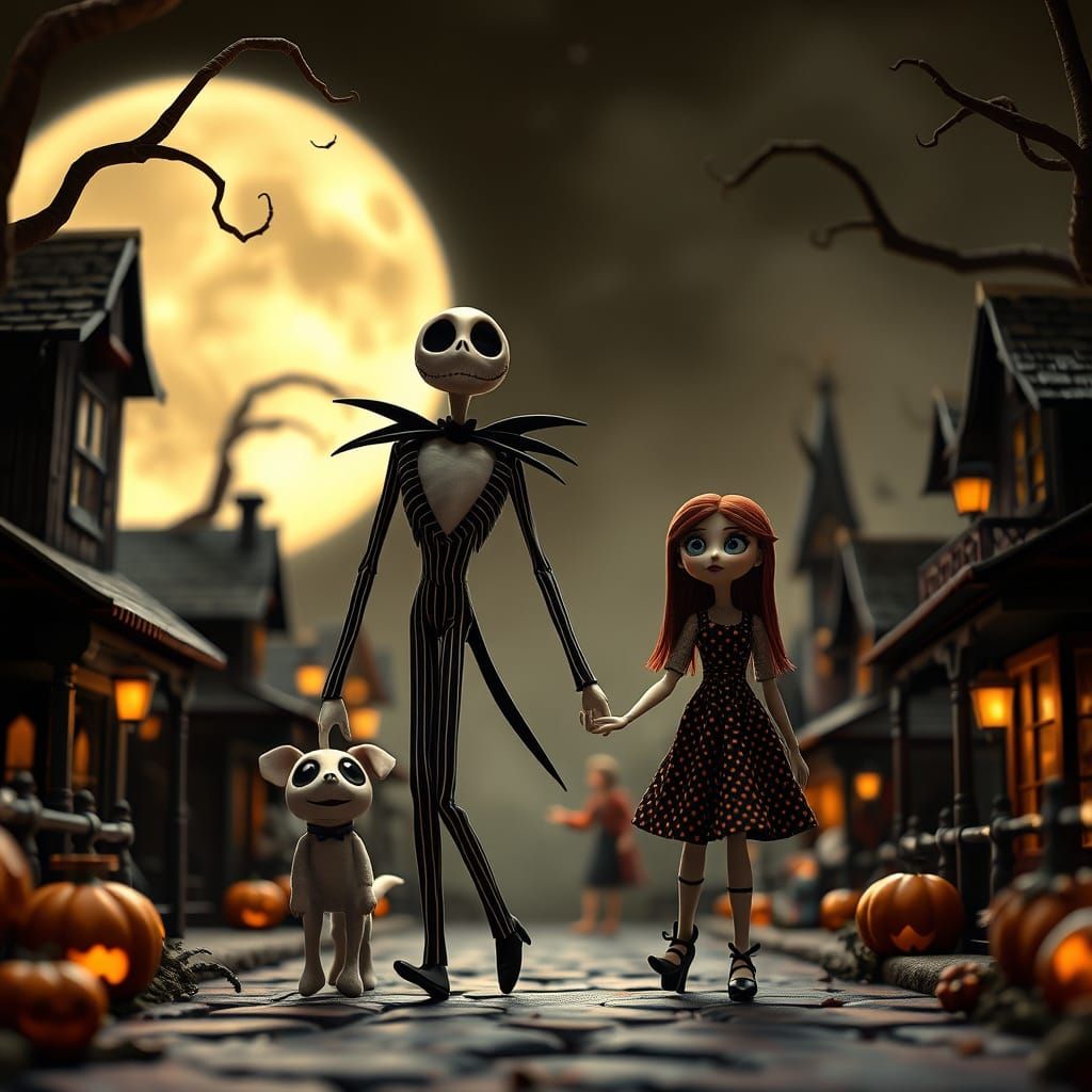 Jack Skellington and Sally Stroll through Whimsical Hallowee...