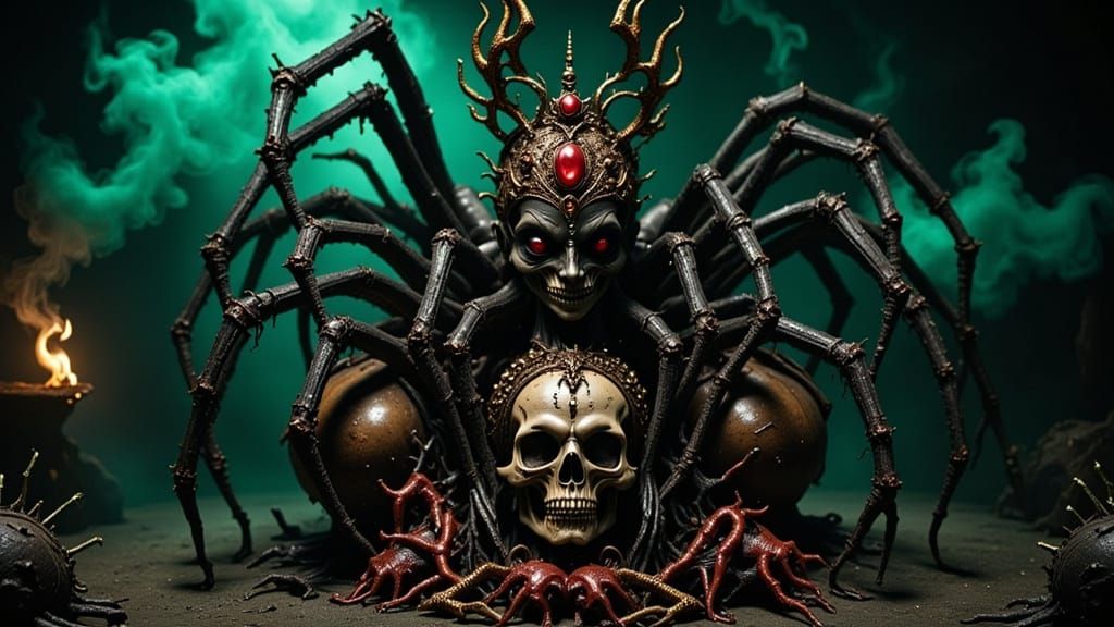 Evil Spider Queen in Victorian Attire