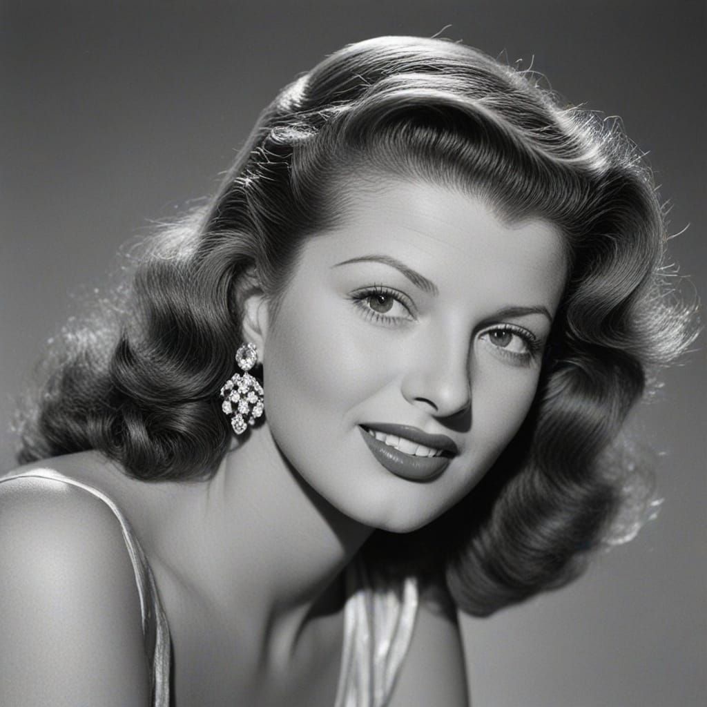 Glamorous 1940s Hollywood Siren in Classic Style