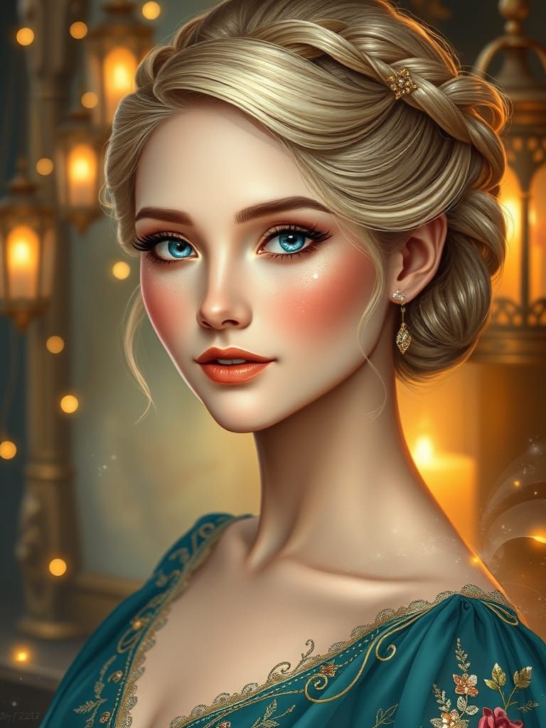 Female Portrait, Teal