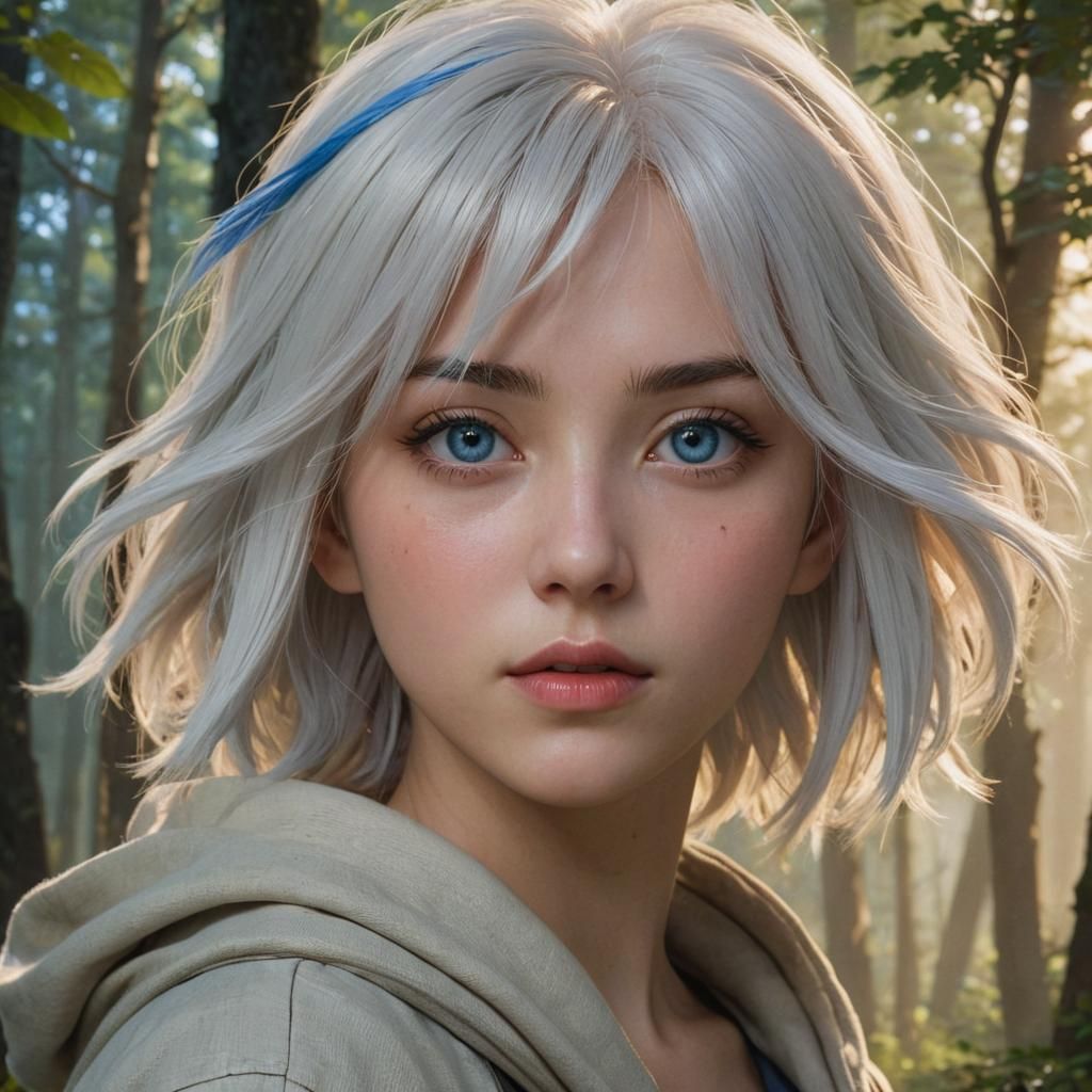 Mystical Forest Anime Woman in Hyper-Realistic Style