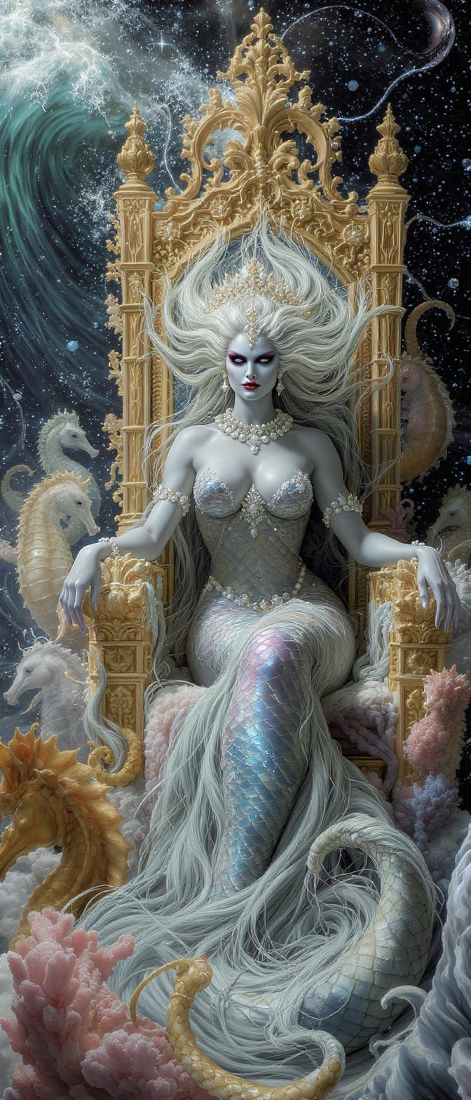 Mermaid Queen Summons Tidal Waves: Space Art Meets Classical...