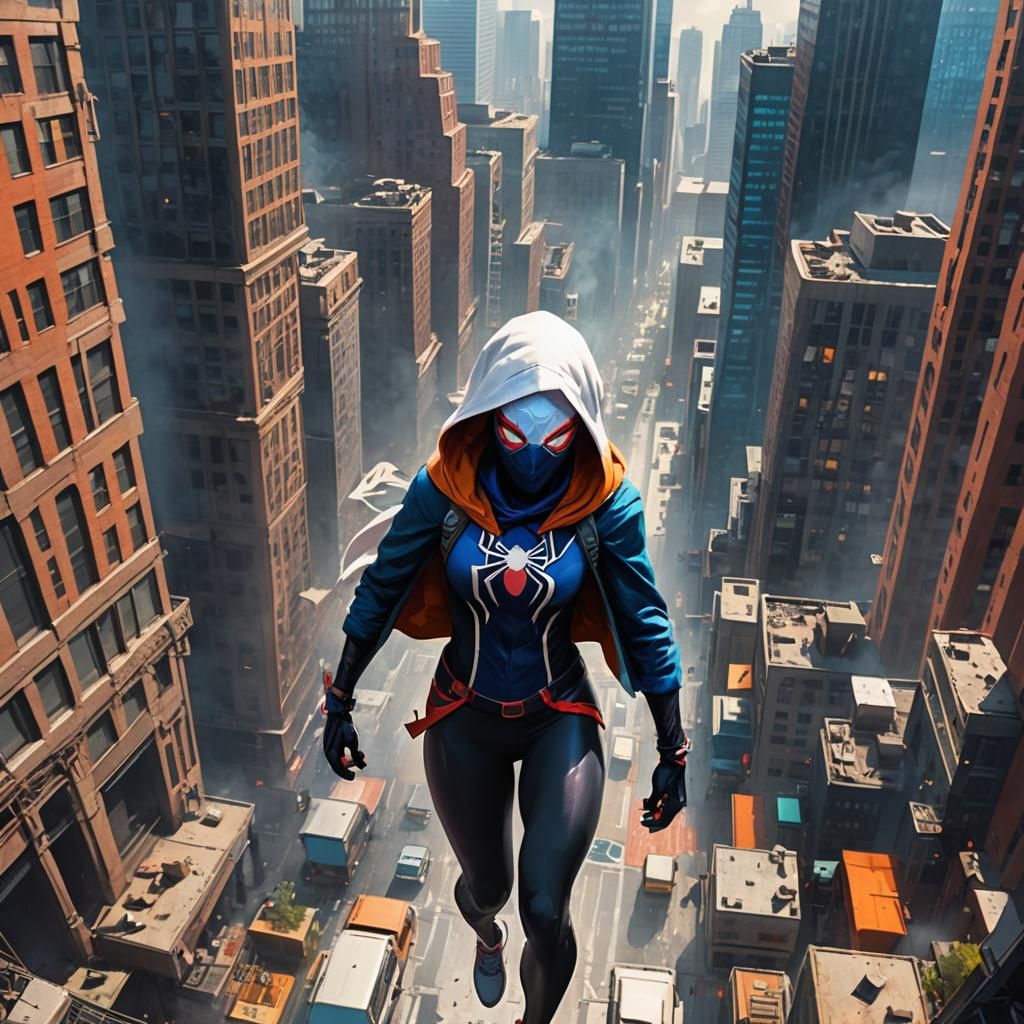 Giant Spider Gwen Concept Art in Comic Style