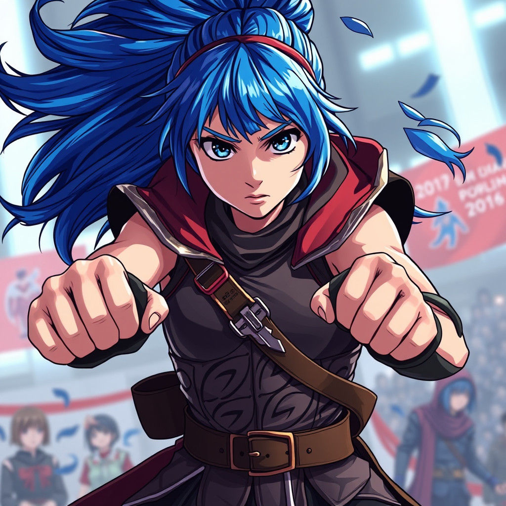 Icelandic Warrior Girl in Anime Fighting Tournament