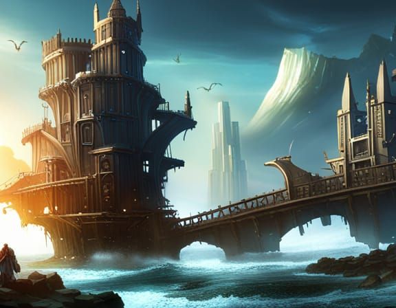 Fantasy City with Magic, Mechs, and Portals