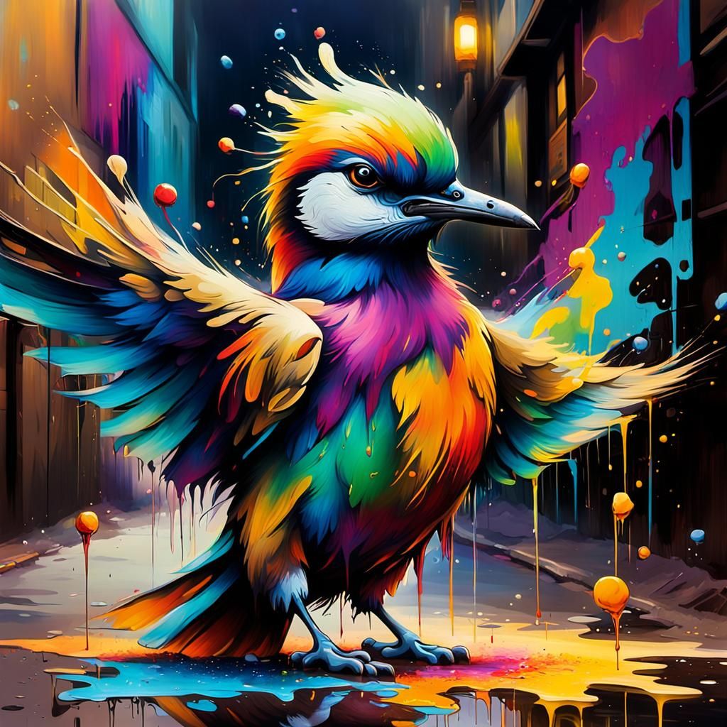 Expressive Urban Artwork in Dazzling Street Art Style