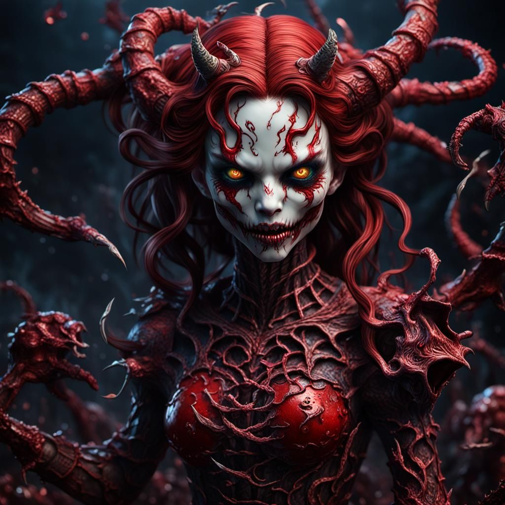 Demonic Porcelain Doll: Detailed Matte Painting