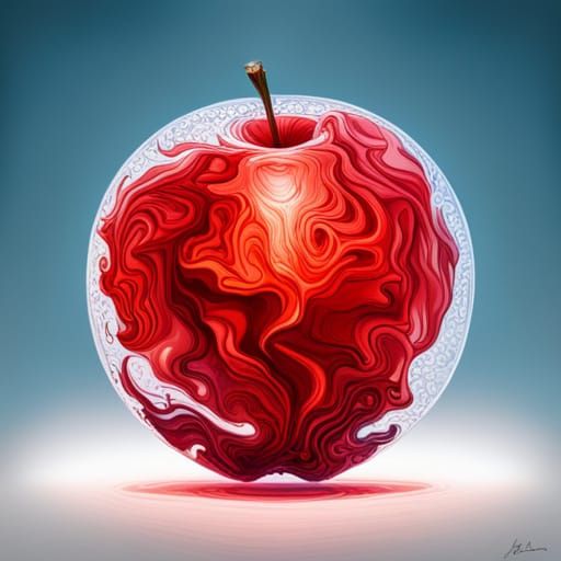 Icy Red Apple: Detailed 8K Photoillustration