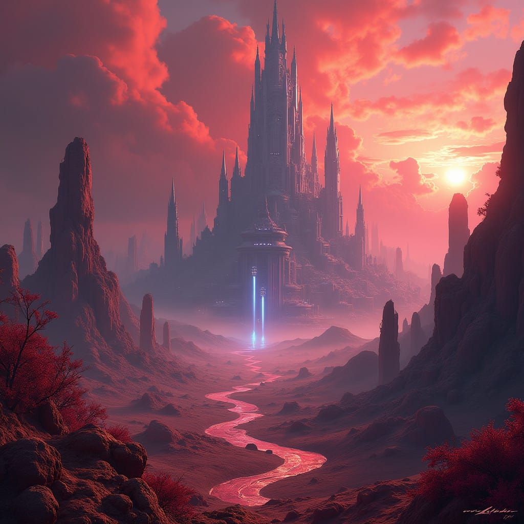 Mars Metropolis in Vibrant, Dreamlike Splendor