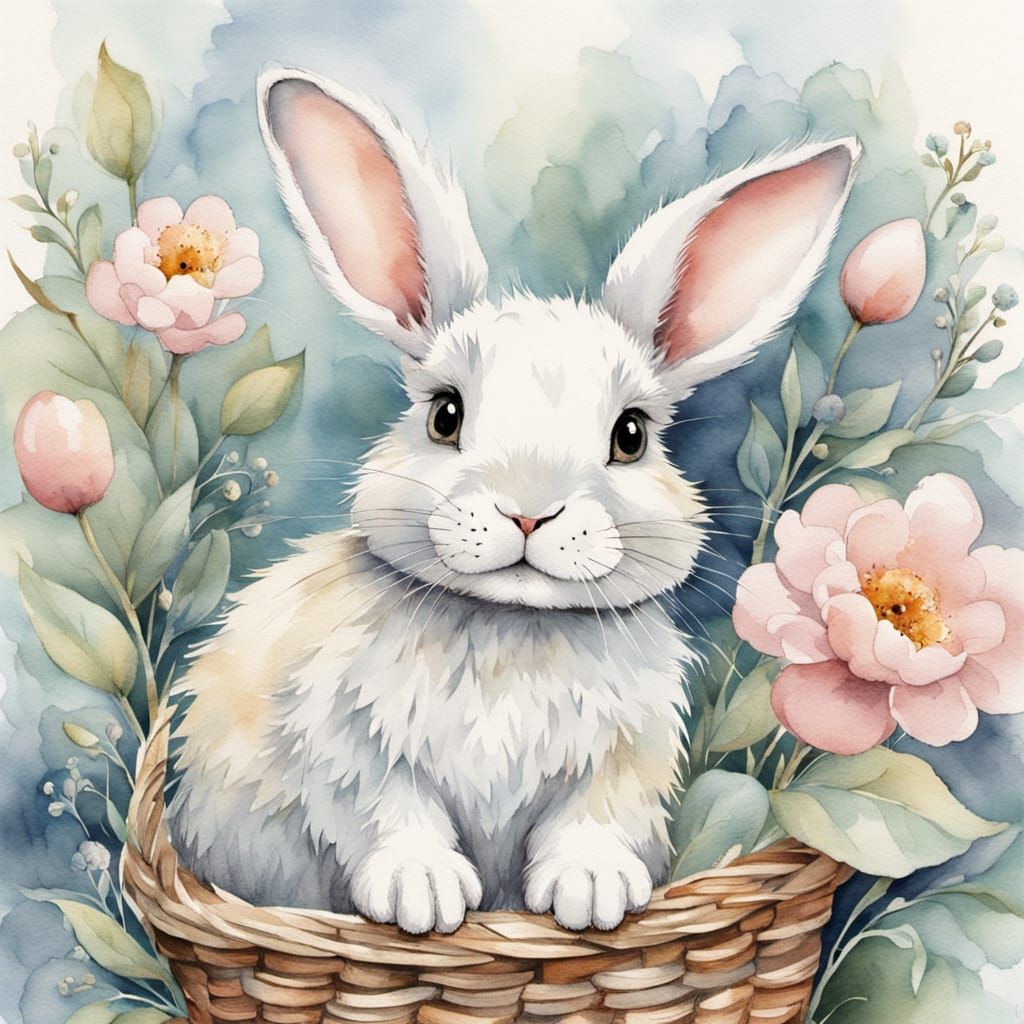 Bunny's Whimsical Watercolor Egg Painting
