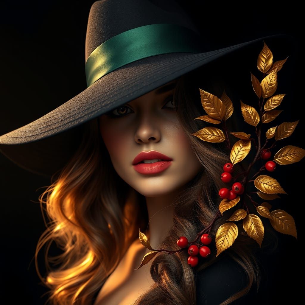 Mysterious Elegant Woman in Dramatic Spotlight Portrait