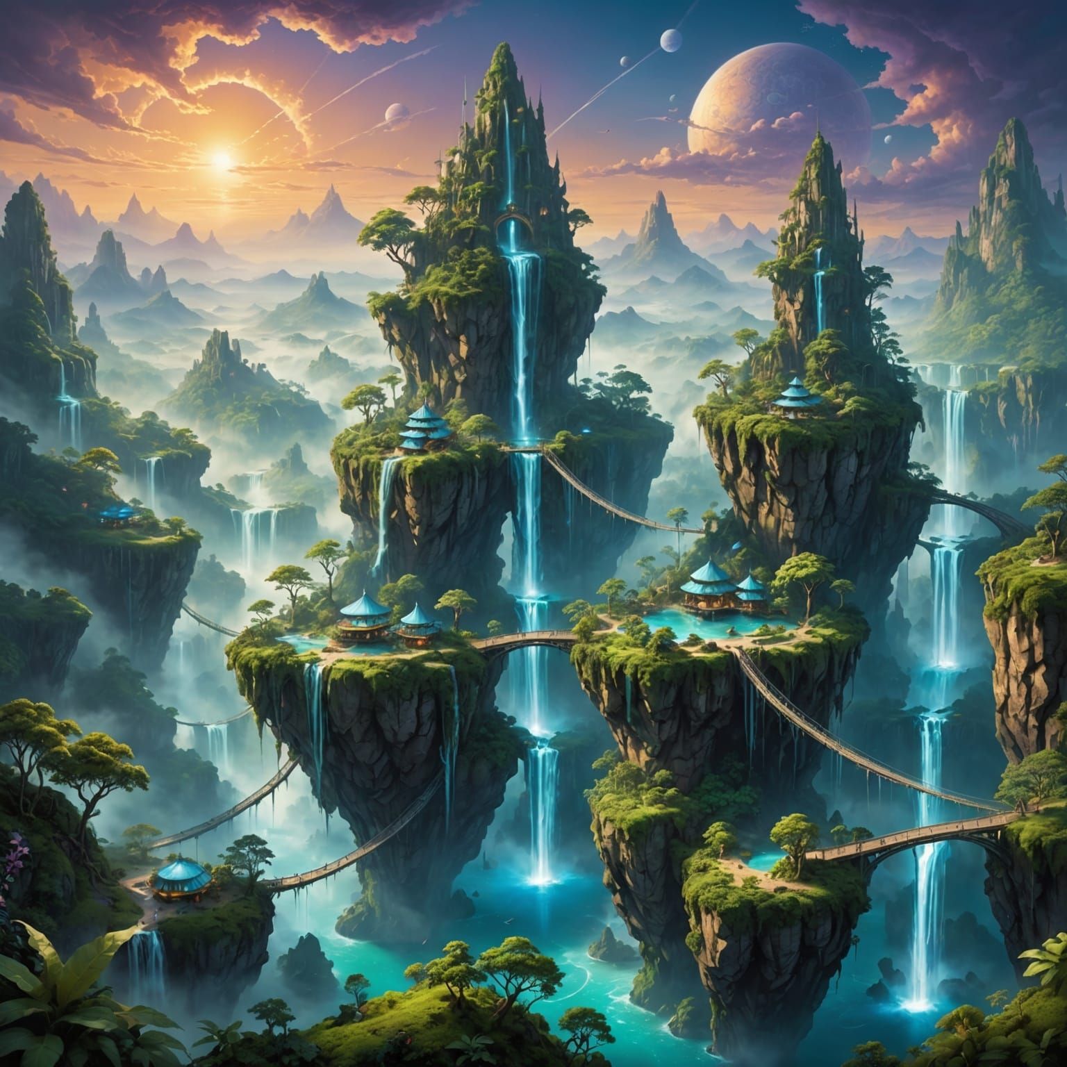 Fantastical Floating Islands with Airbrushed Details