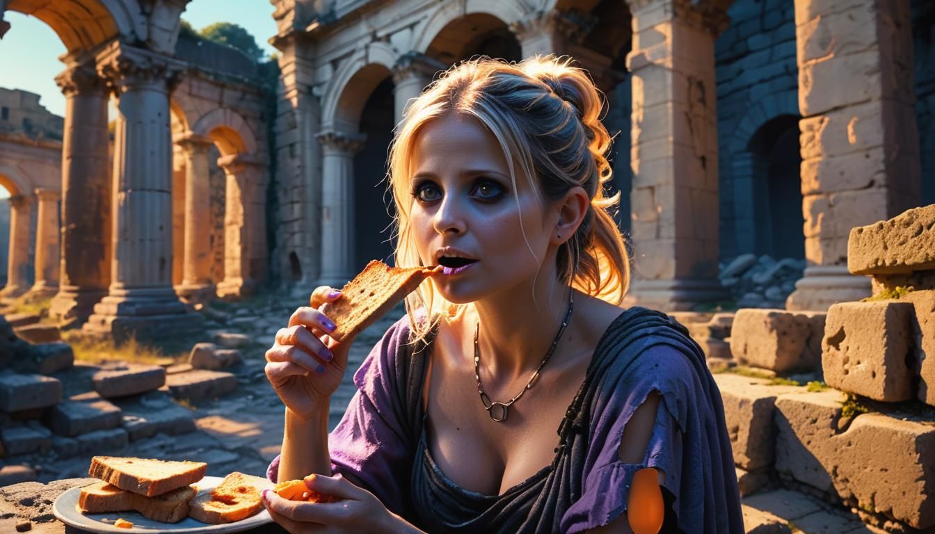 Sarah Michelle Gellar Among Roman Ruins