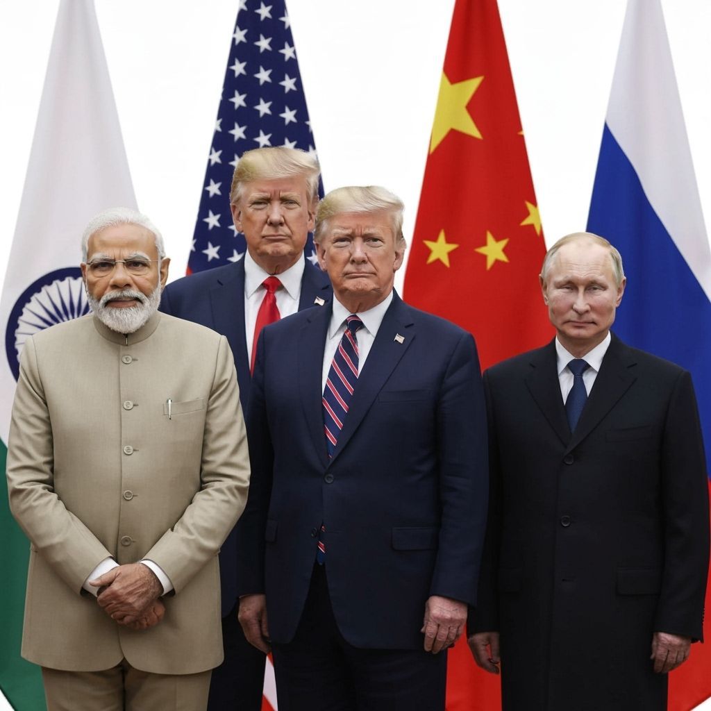 World Leaders Unite: Modi, Trump, Xi, Putin with National Fl...