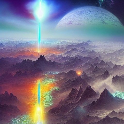 Separation of Heavens and Earth: Neon Fantasy Art