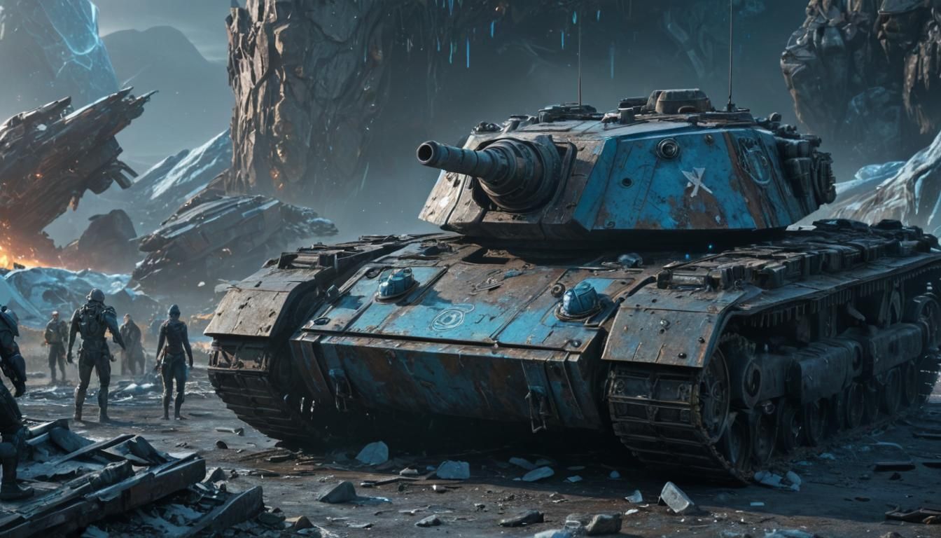 Epic Battlefield of Ancient Relic Tank and Alien War Machine...