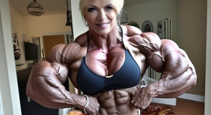 Extremely Muscular Female Bodybuilder