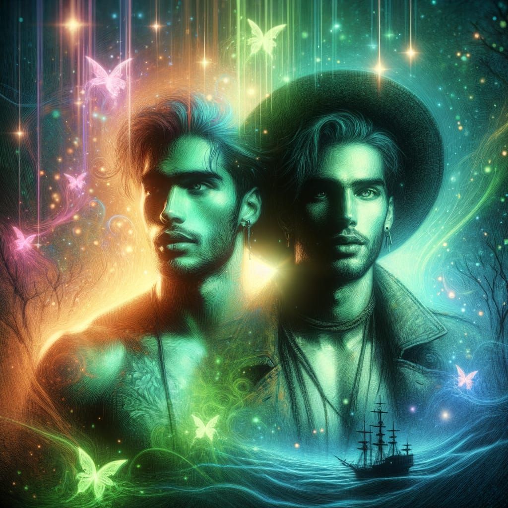 Ethereal Spirits on Sunken Ship, Romanticism Pencil Sketch