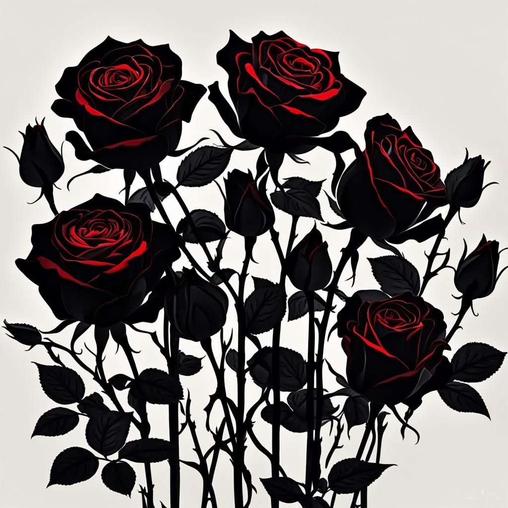 Black Roses with Red Backlight