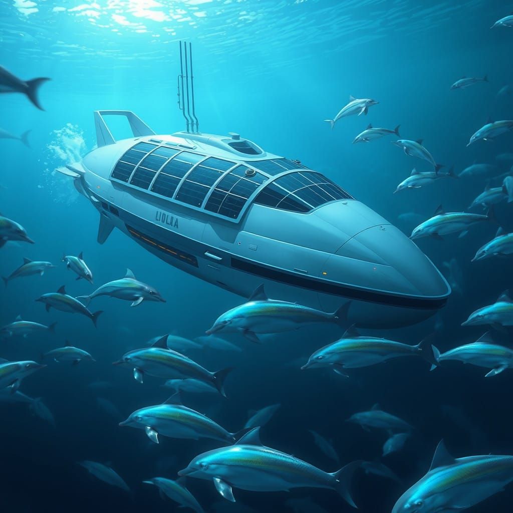 Surreal Solarpunk Vision of a Futuristic Underwater City wit...