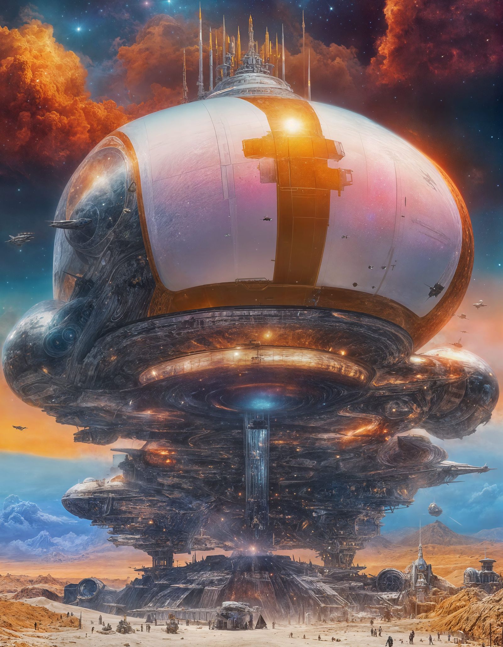 Cosmic Alien Arrival in Glass Spaceships