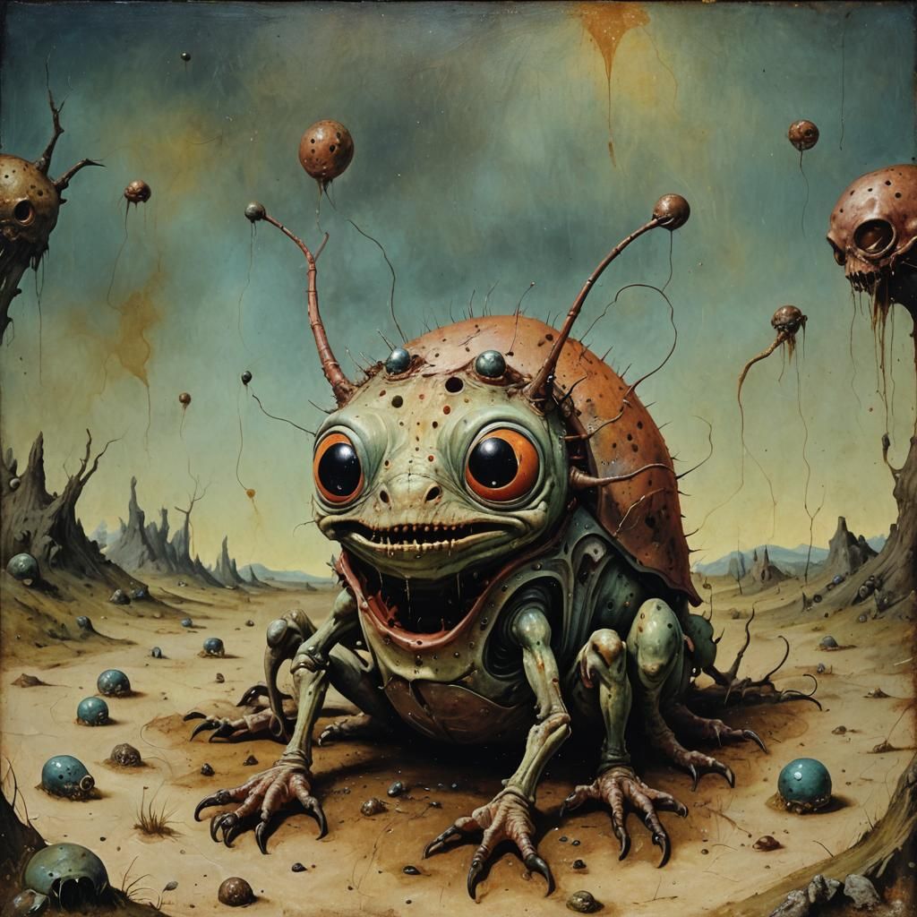 Surreal Alien: Grisly Decay in Oil Paint