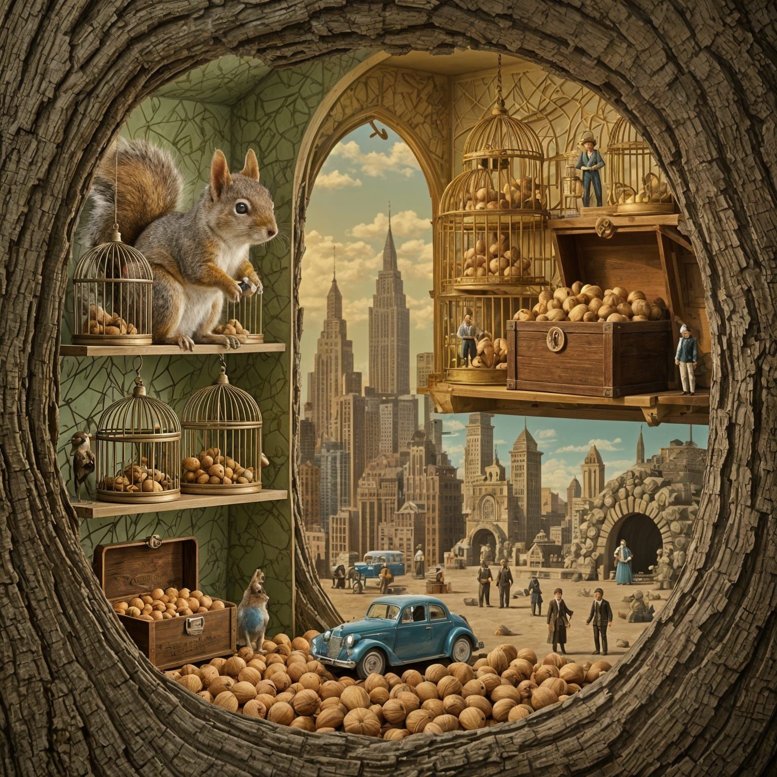 Squirrel's Den: Miniature Worlds in Birdcages