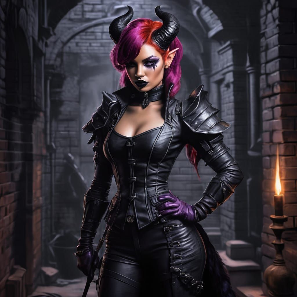 Gothic Warrior Woman in Dark Hunters Attire