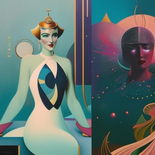 Retrofuturistic Art Nouveau Metropolis: A Sci-Fi Dream