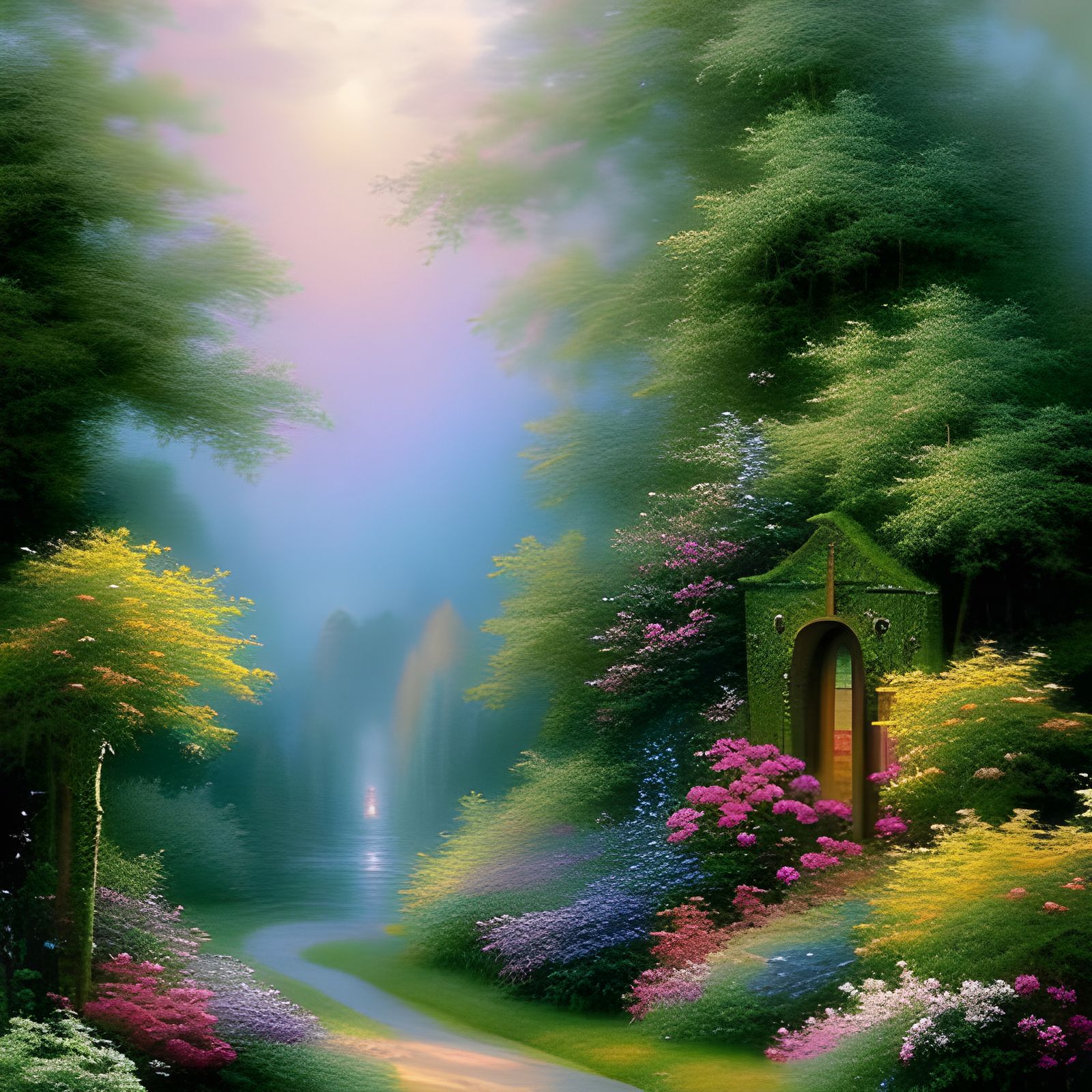 Heavenly Garden Doorway in Ethereal Style