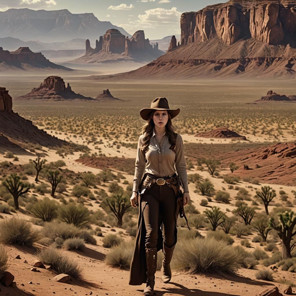 Western Desert Scene in Sergio Leone Style
