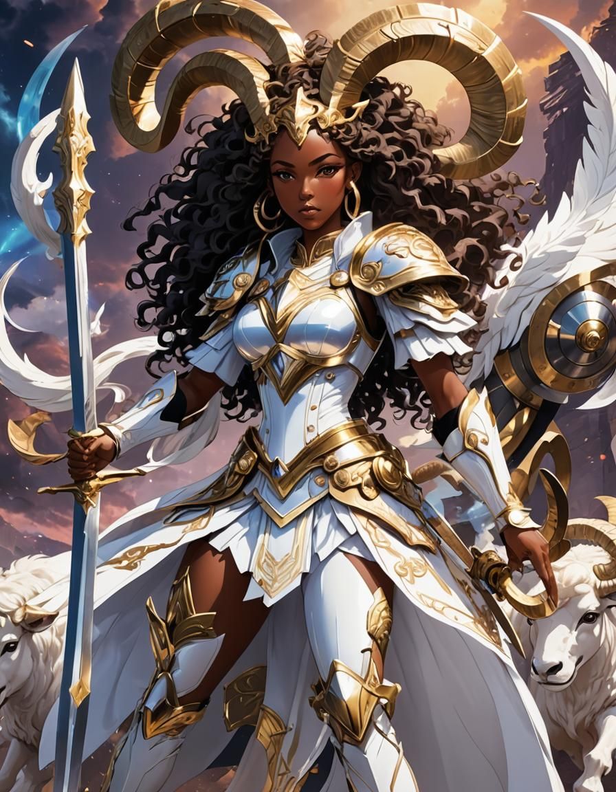 Aries Goddess of War in Anime Style