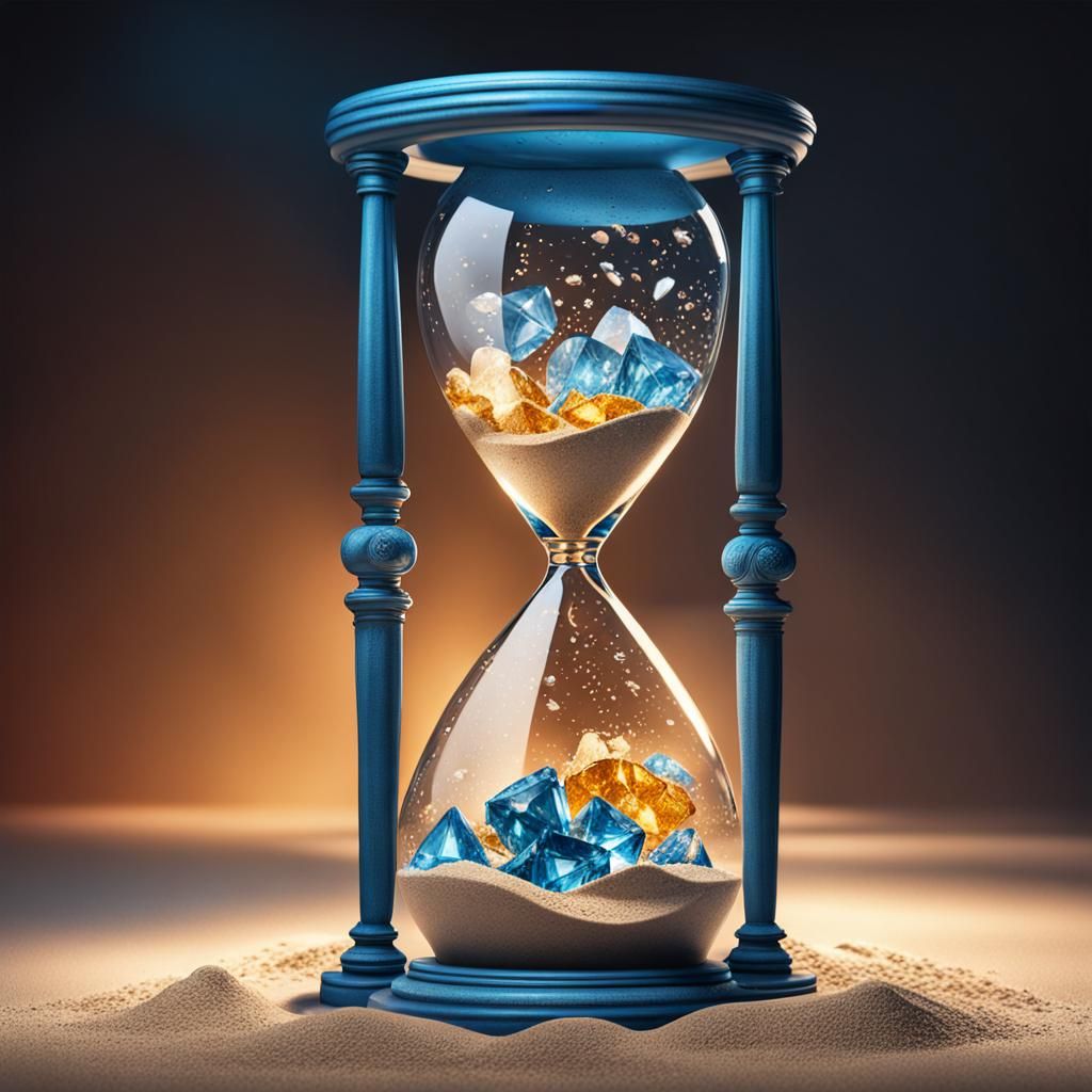 Diamond Hourglass: Hyperrealistic Splash Art