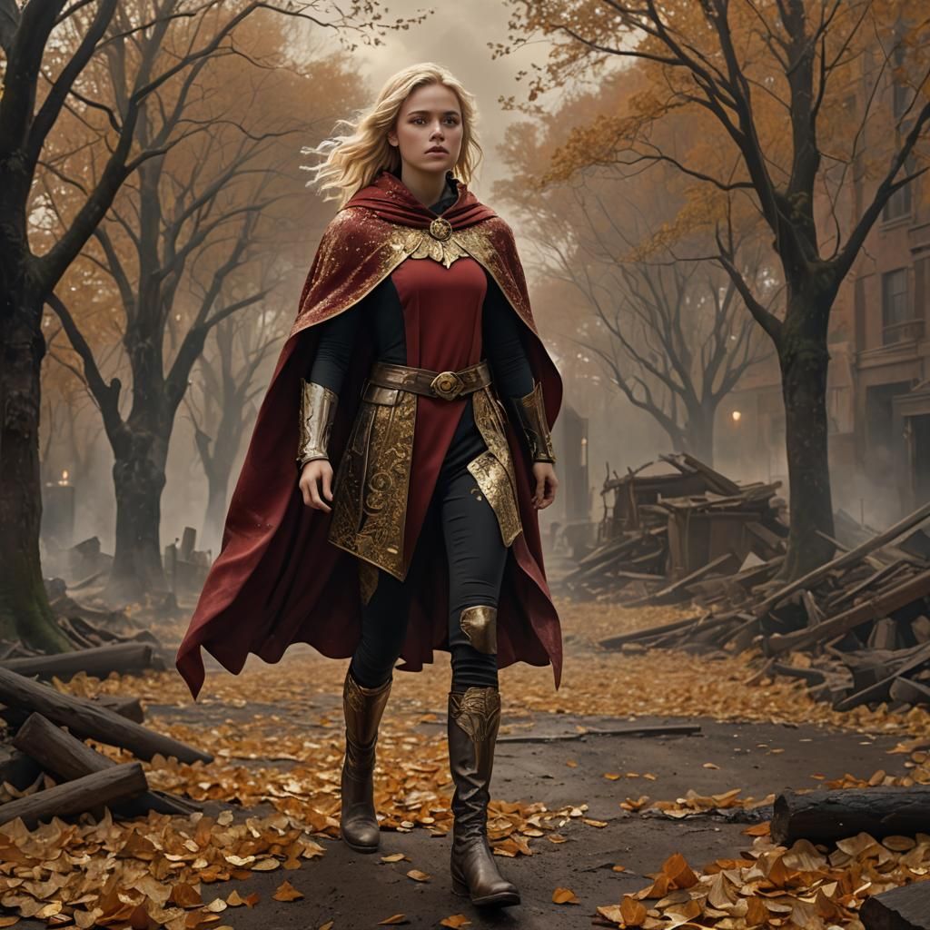 Blond Girl in Cape: Digital Matte Painting