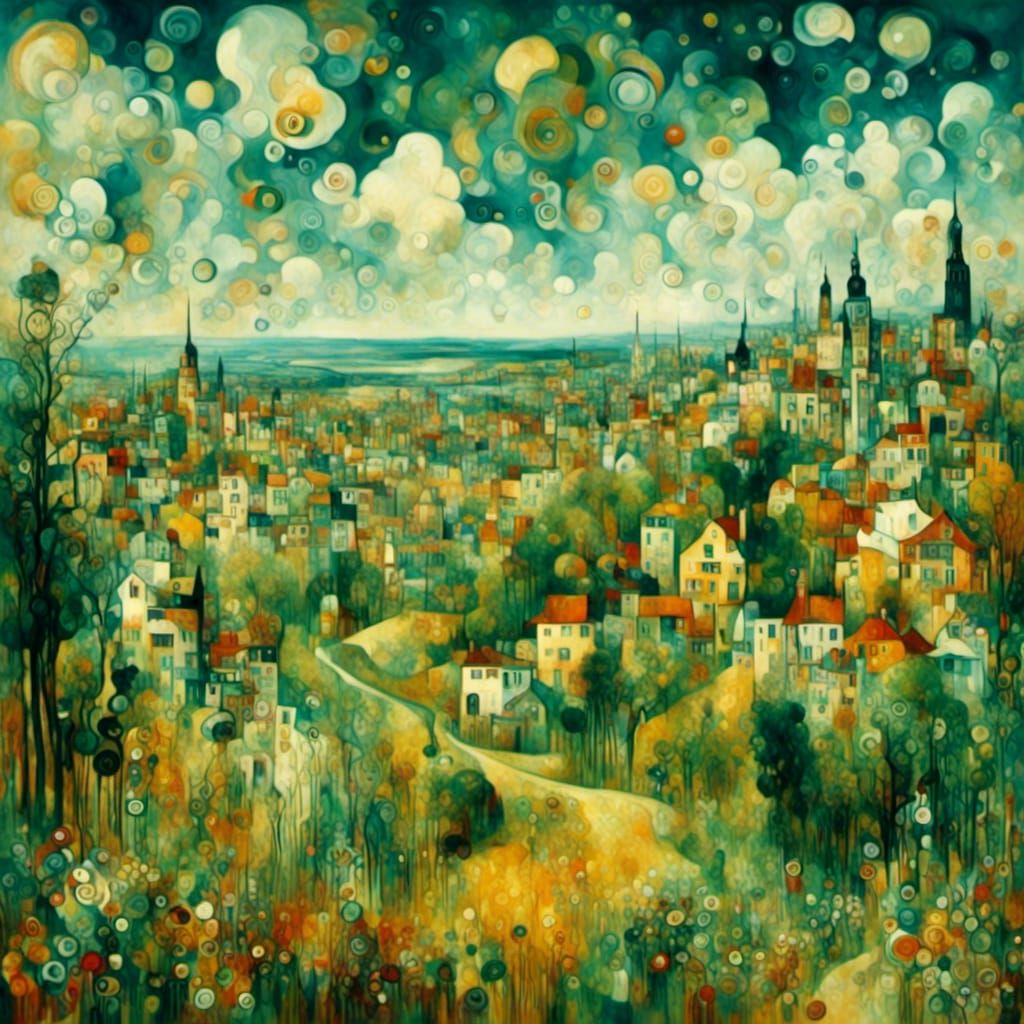 Vibrant 3D Impressionist Spring Landscape