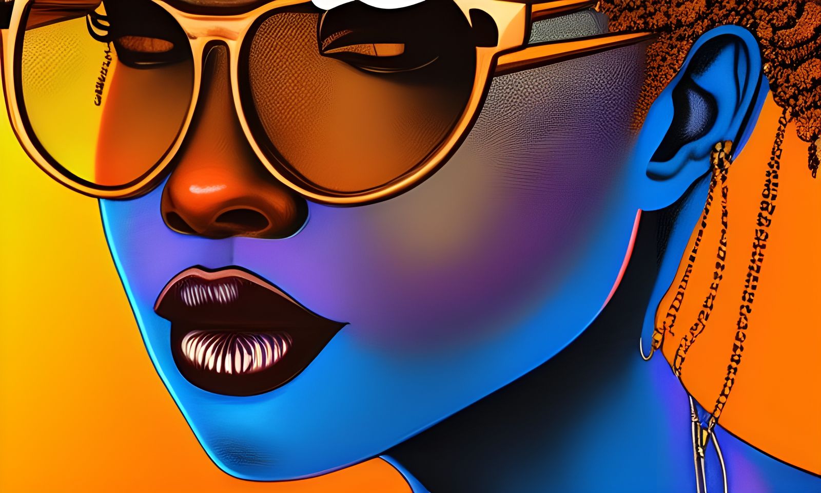 Sunlit Portrait with Sunglasses: Hyperdetailed Triadic Art