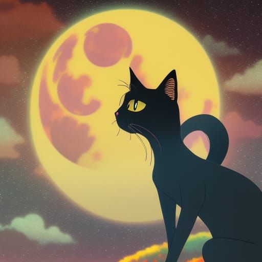 Sailor Moon with Cat in Ghibli Anime Style