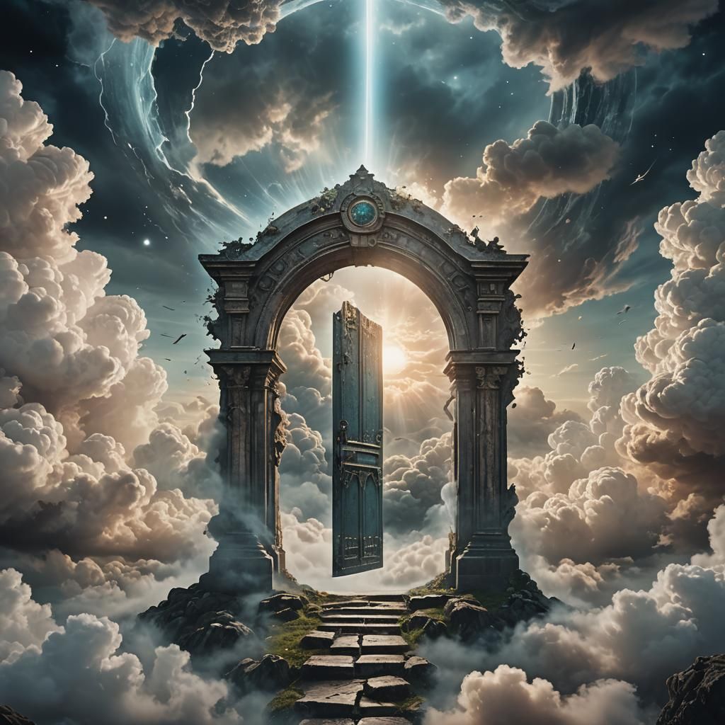 Heavenly Portal in Dreamy Dark Fantasy Style