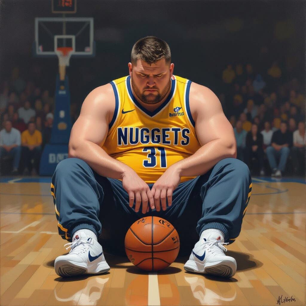 Morbidly Obese Nikola Jokic on Basketball Court