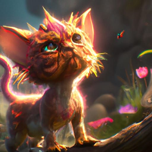Cute Fairy Kitten in Detailed Digital Painting