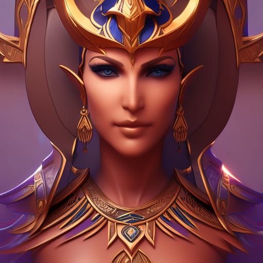 Egyptian Cow Goddess Hathor Portrait in Art Nouveau Style