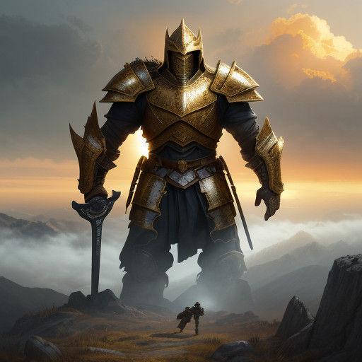 Heroic Warrior Triumphs in Golden Hour