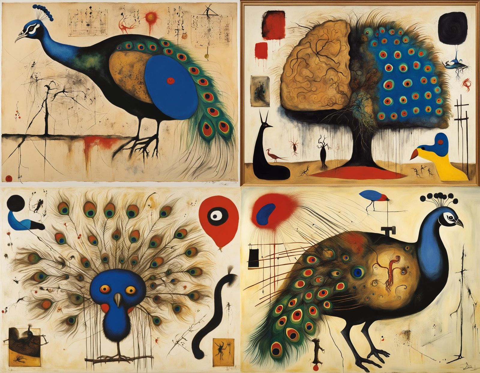 Surreal Peacock Hybrid: A Vivisection Dreamscape