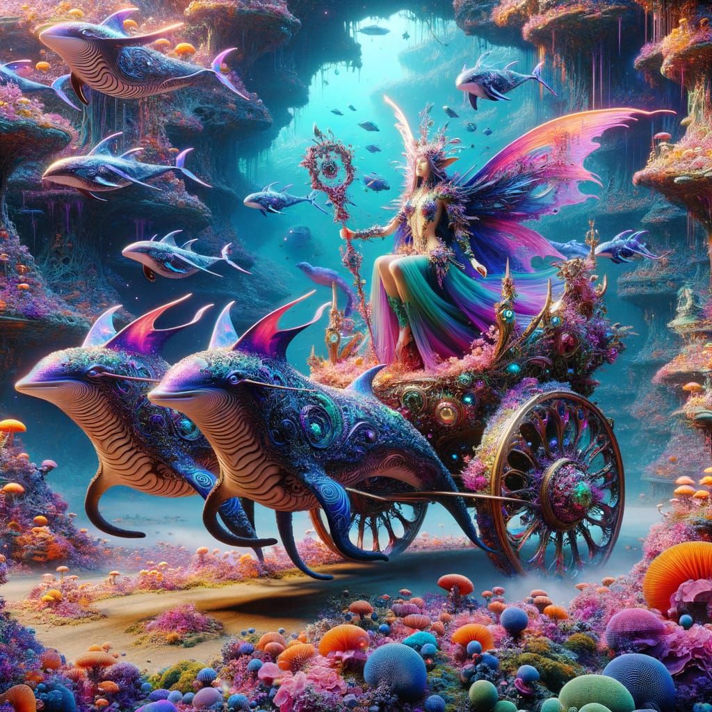 Pixie Goddess Rides Jewel-Encrusted Chariot Through Vibrant...