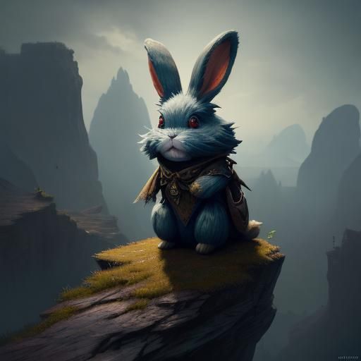 Fantastical Puppet Rabbit, Detailed Matte Painting