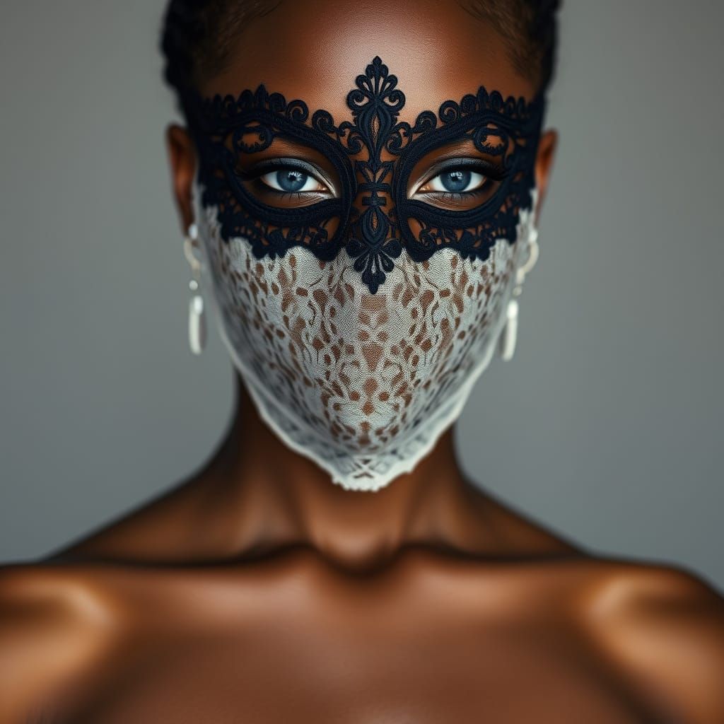Lace Mask Portrait of a Black Woman