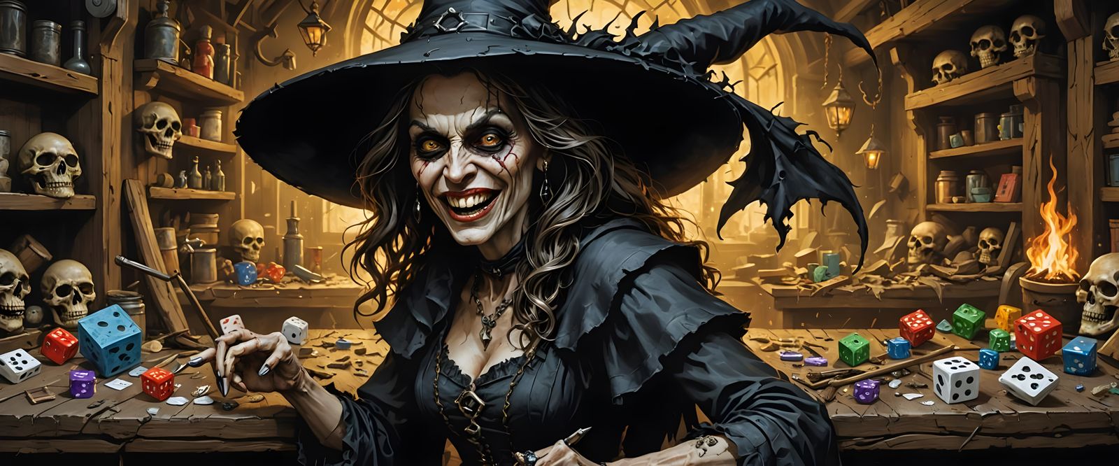 Saloon Witch of Shadows in Graffiti Art Style