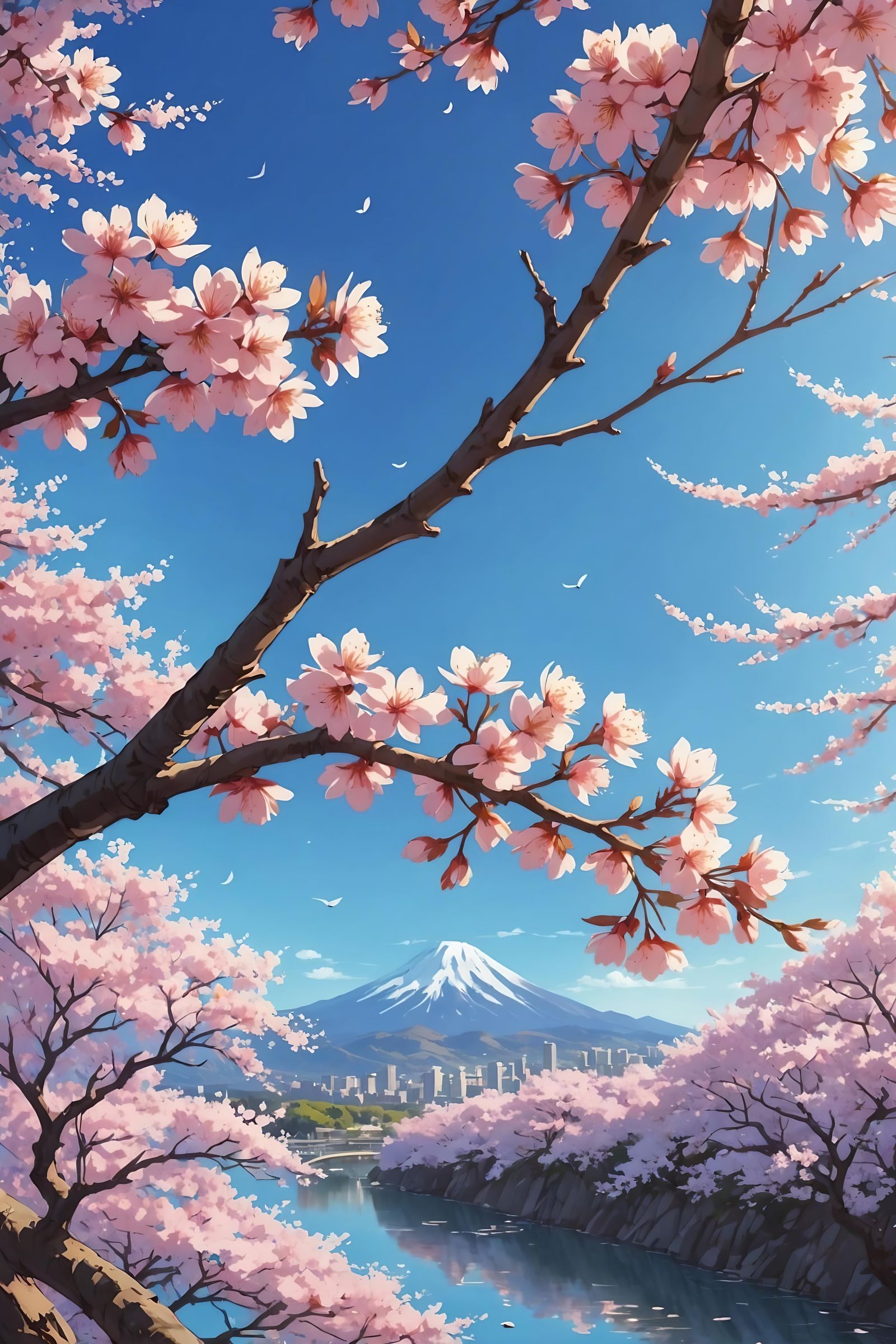 Cherry Blossoms in Anime Style Art