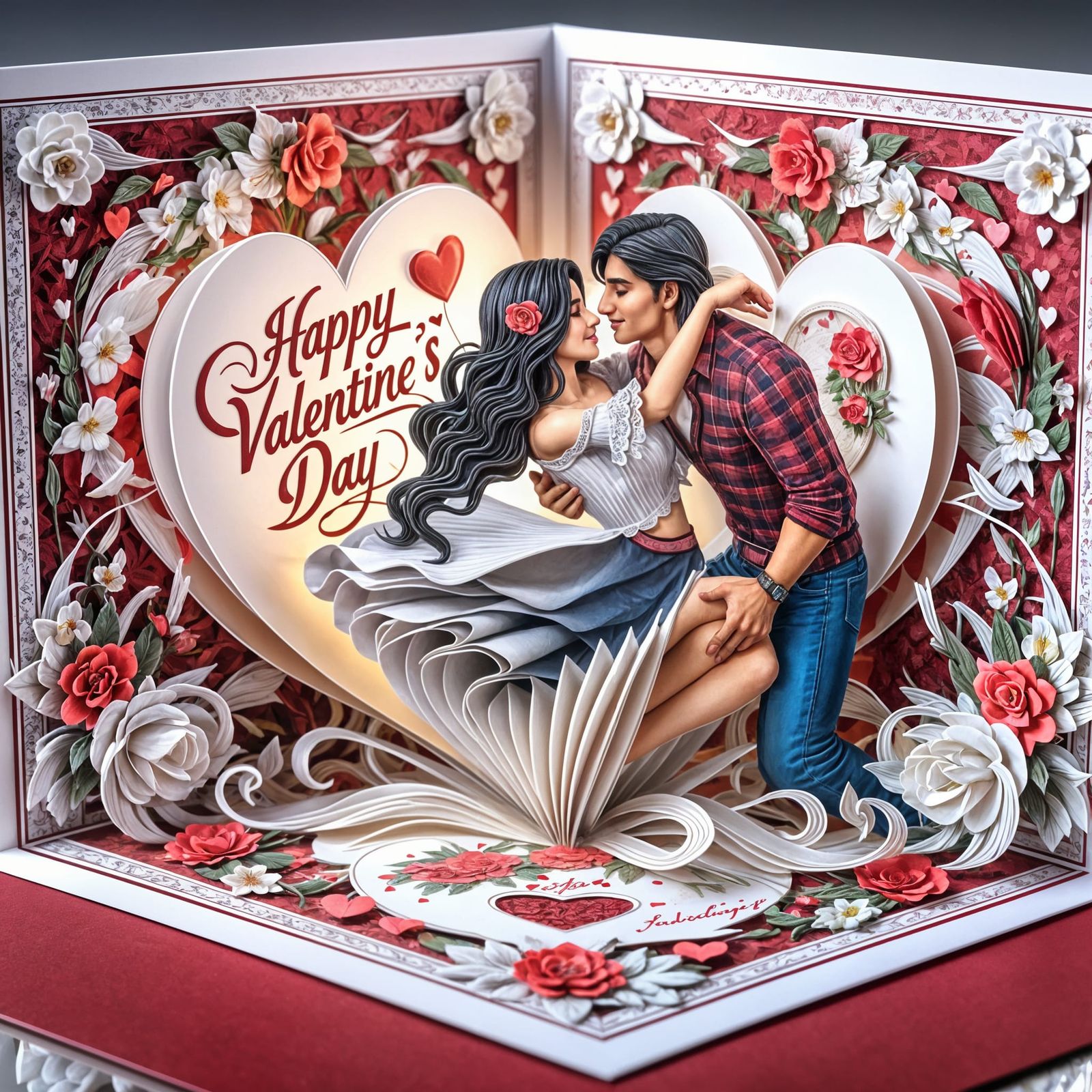Romantic Valentine's Day Card Unfolds with Elegant Design