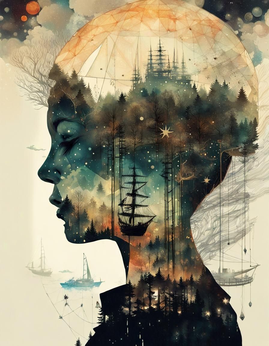 Galaxy Meets World: Double Exposure Dreamscape